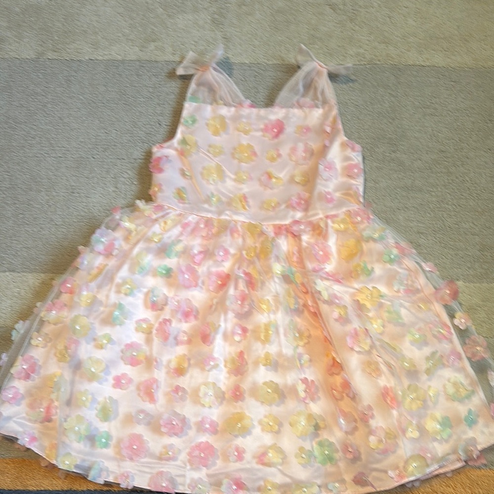 Floral Pastel Dress with Sheer Straps Sz 6